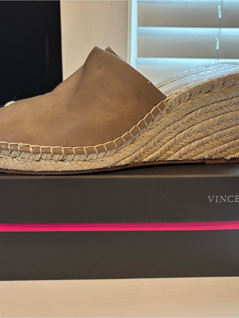 Vince Camuto Tan Leather Espadrille Wedge Mule - Tan